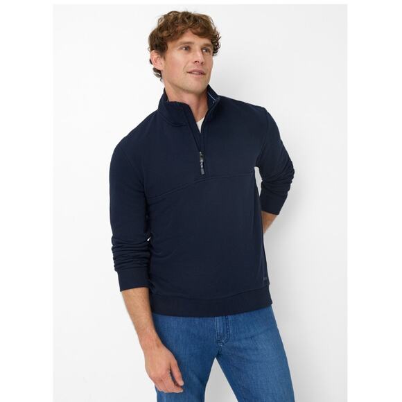 BRAX Style Sion French Terry Cotton Blend Half Zip Sweatshirt Navy Pullover - Picture 12 of 16